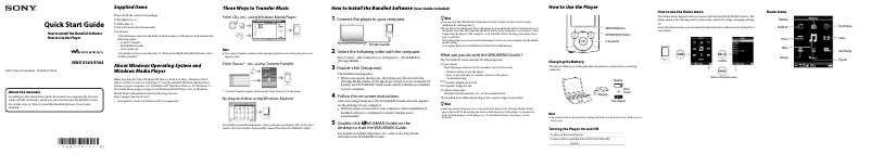 Page 1 of the manual Quick Start Guide Sony NWZ-E364