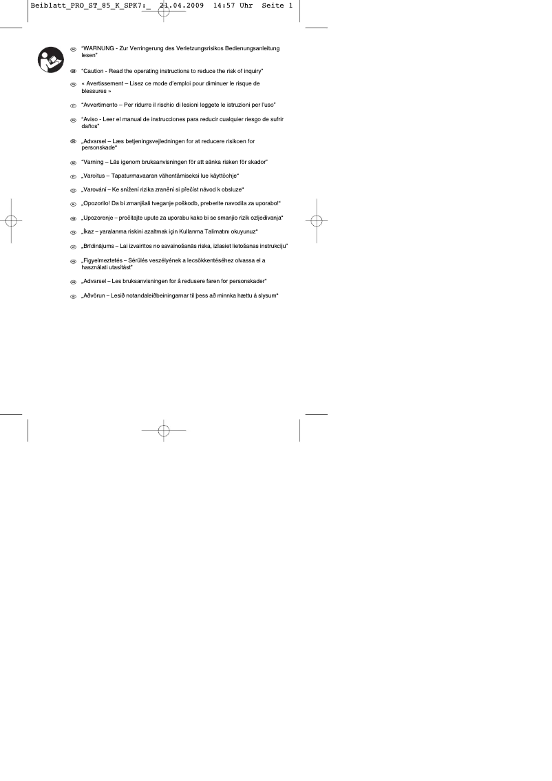 Page 1 of the manual User Manual Toolson PRO-ST 85 K