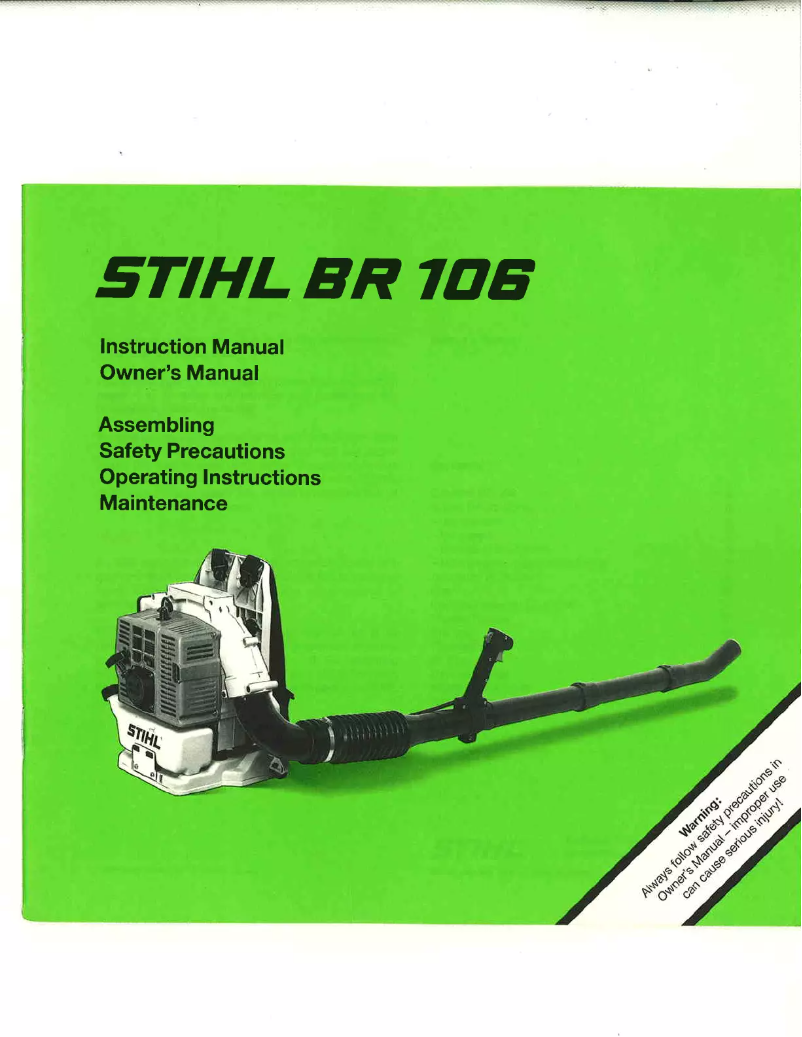 First page image of the manual for BR 106