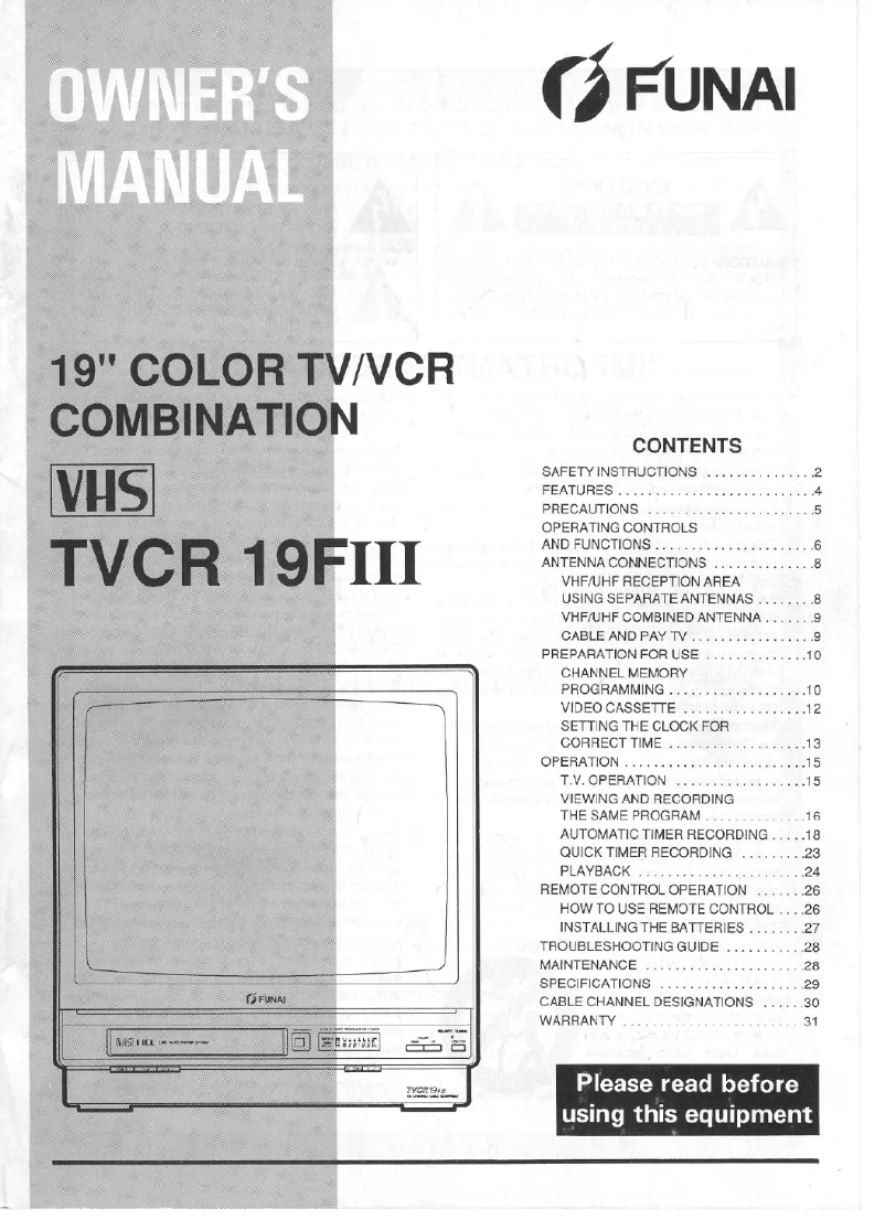 Page 1 of the manual User Manual Funai TVCR 19FIII