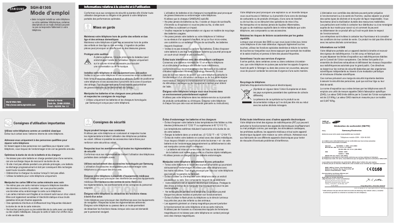 Page 1 of the manual User Manual Samsung SGH-B130S