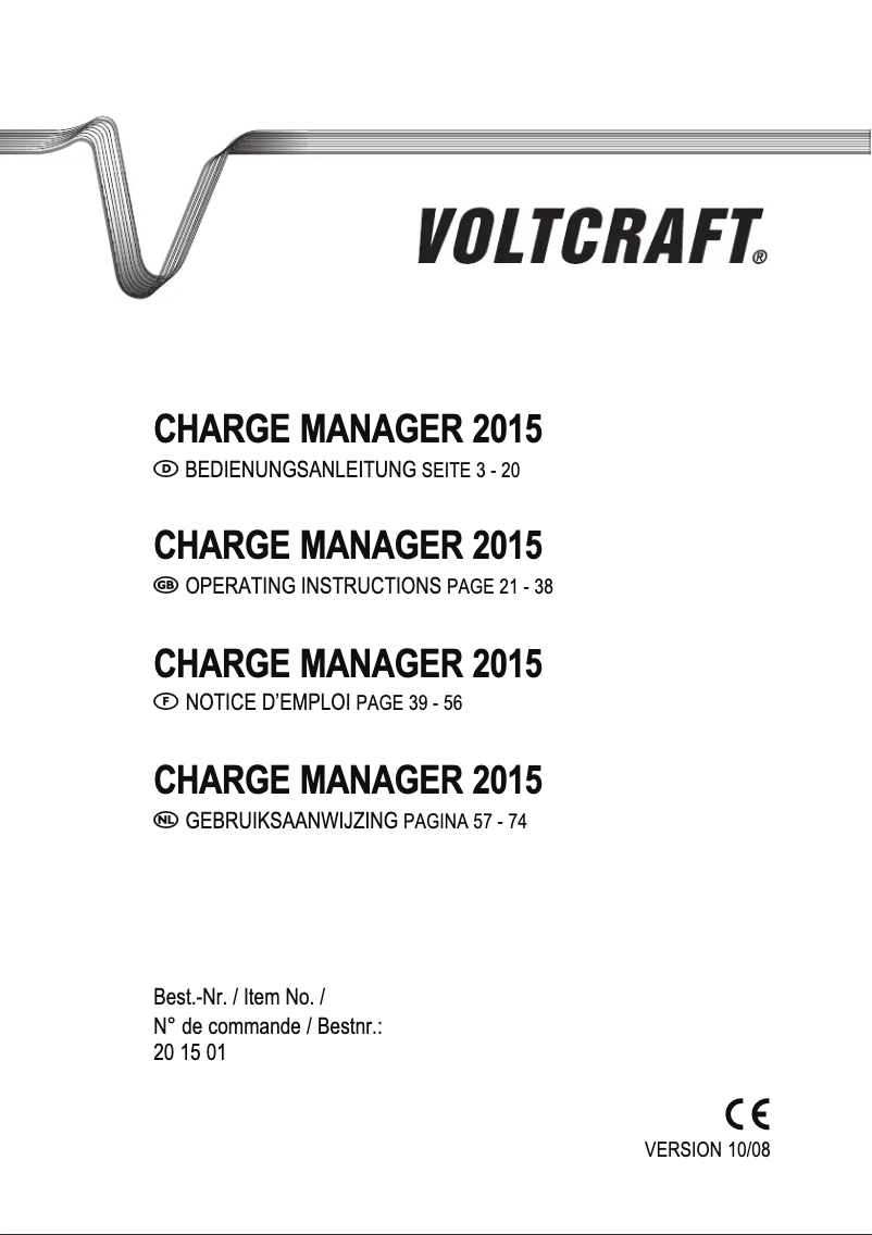 First page image of the manual for Charge Manager 2015