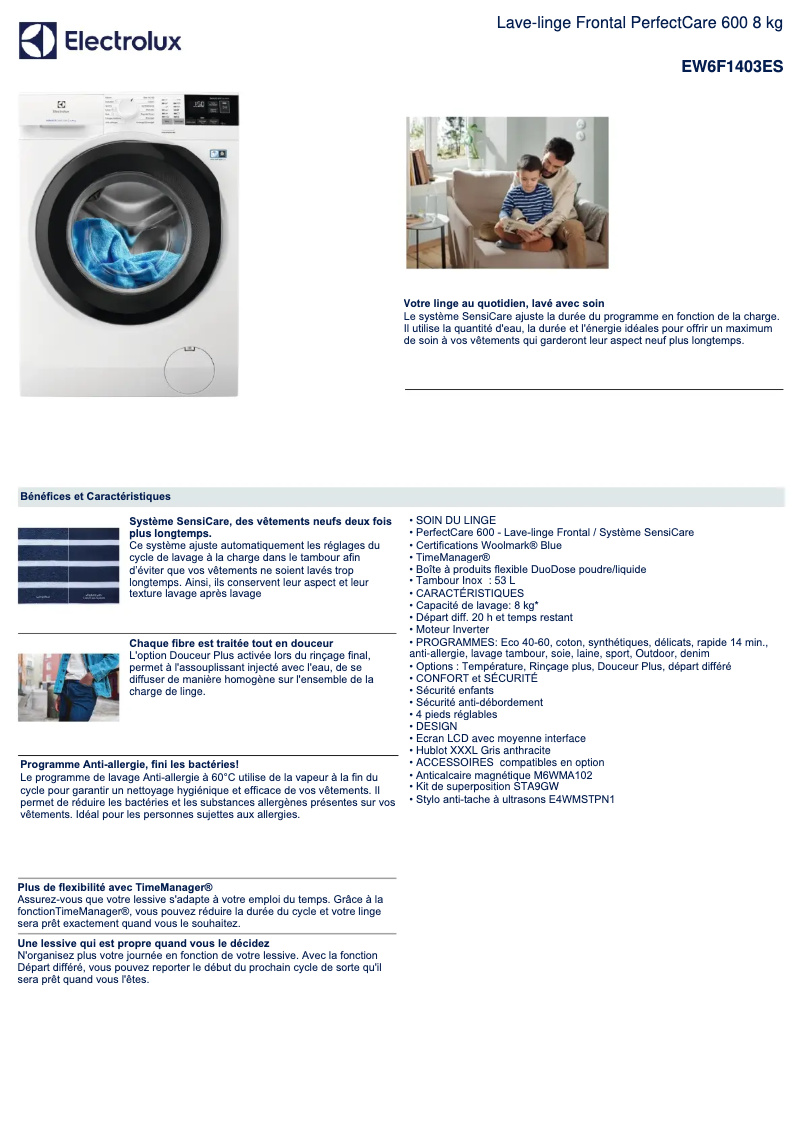 First page image of the manual for EW6F1403ES