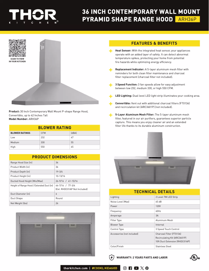 First page image of the manual for ARH36P