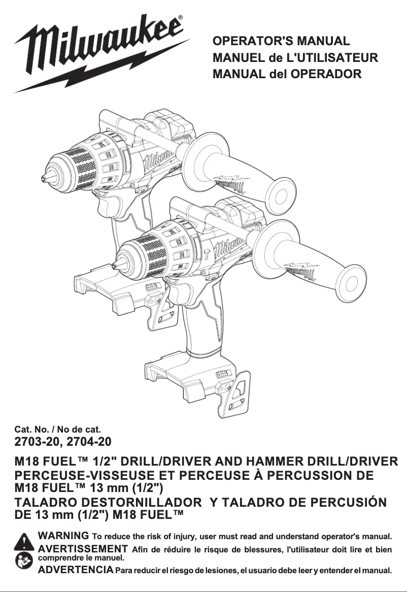 Page 1 of the manual User Manual Milwaukee M18 Fuel 2704-22