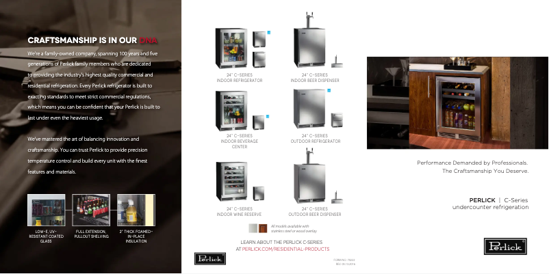 Page 1 of the manual Brochure Perlick HC24RB-4-4R
