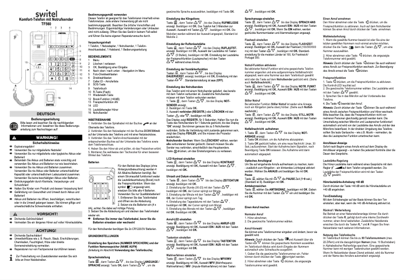 Page 1 of the manual User Manual Switel TF560