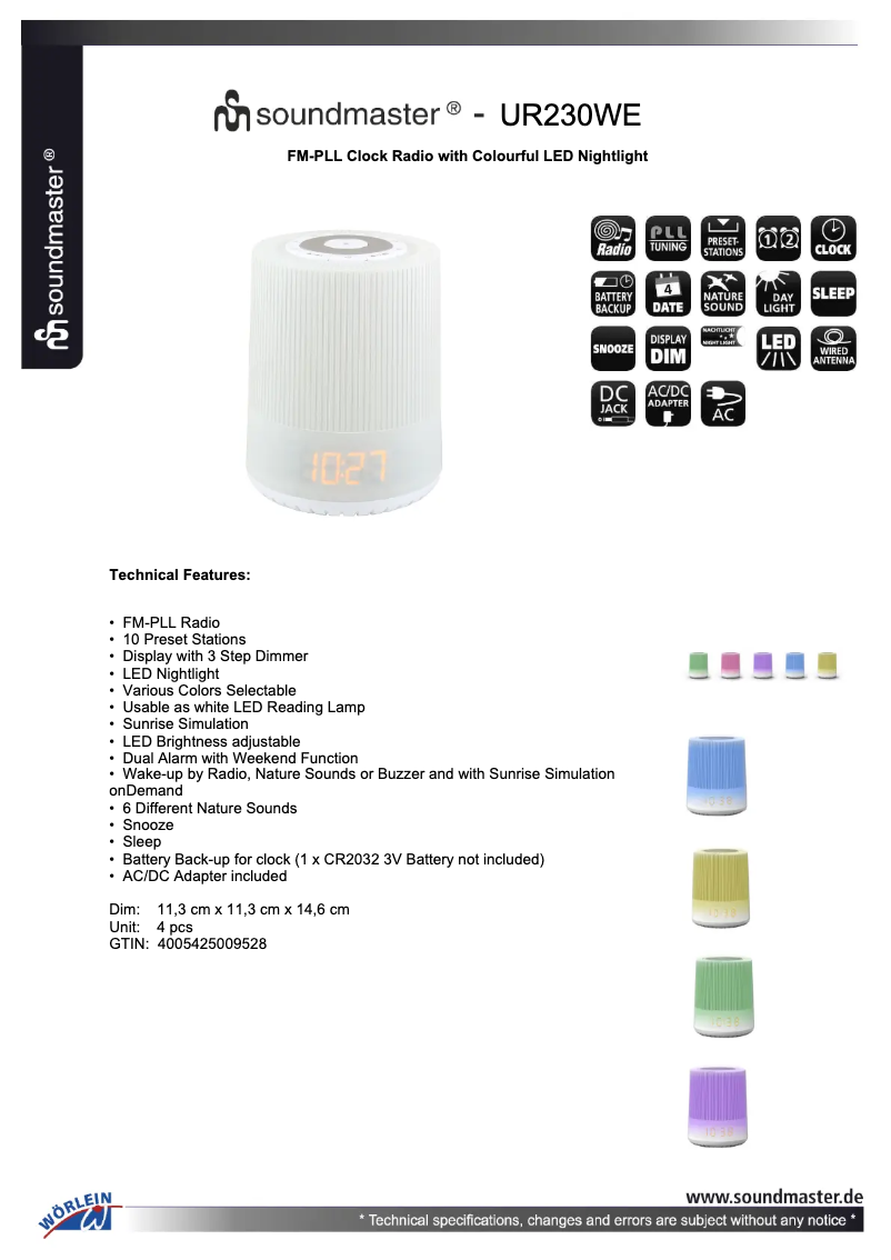 First page image of the manual for UR230WE