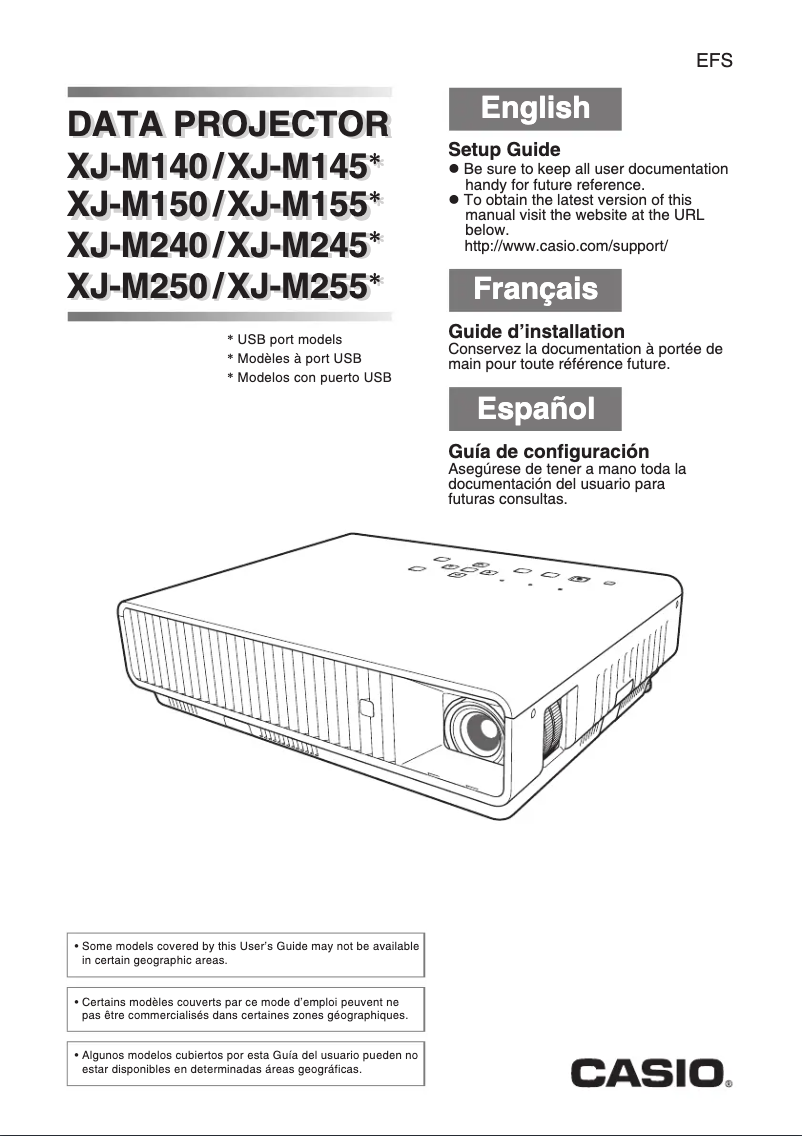 Page 1 of the manual Installation Guide Casio XJ-M245