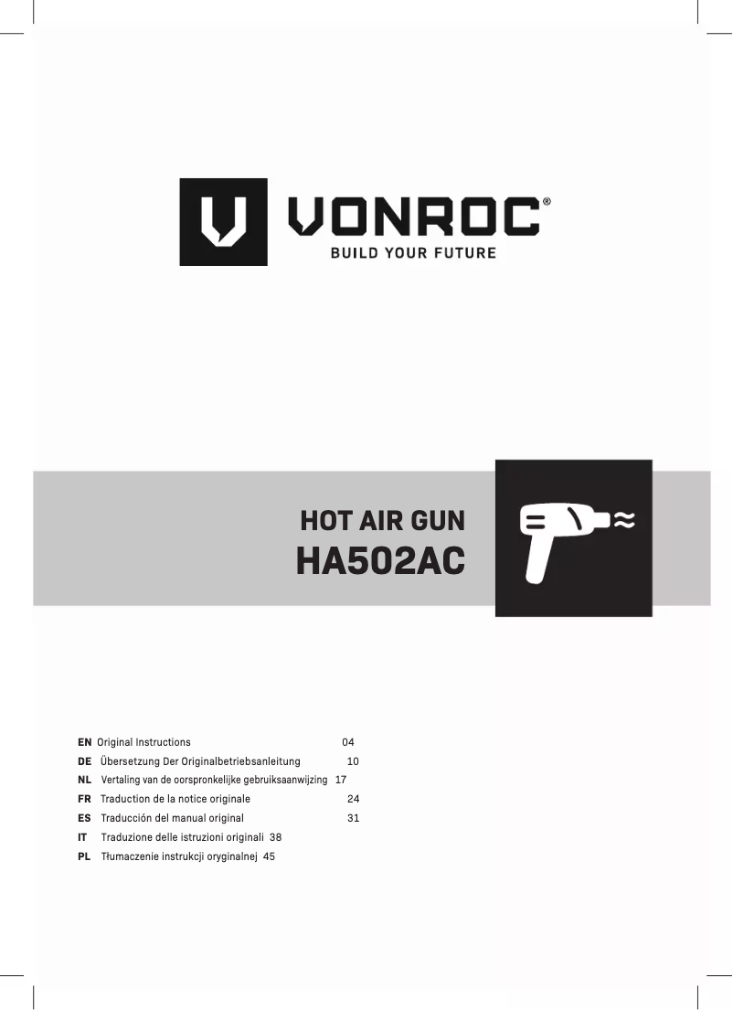 First page image of the manual for HA502AC