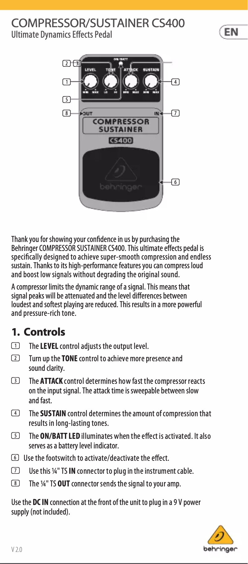 Image de la première page du manuel de l'appareil CS400