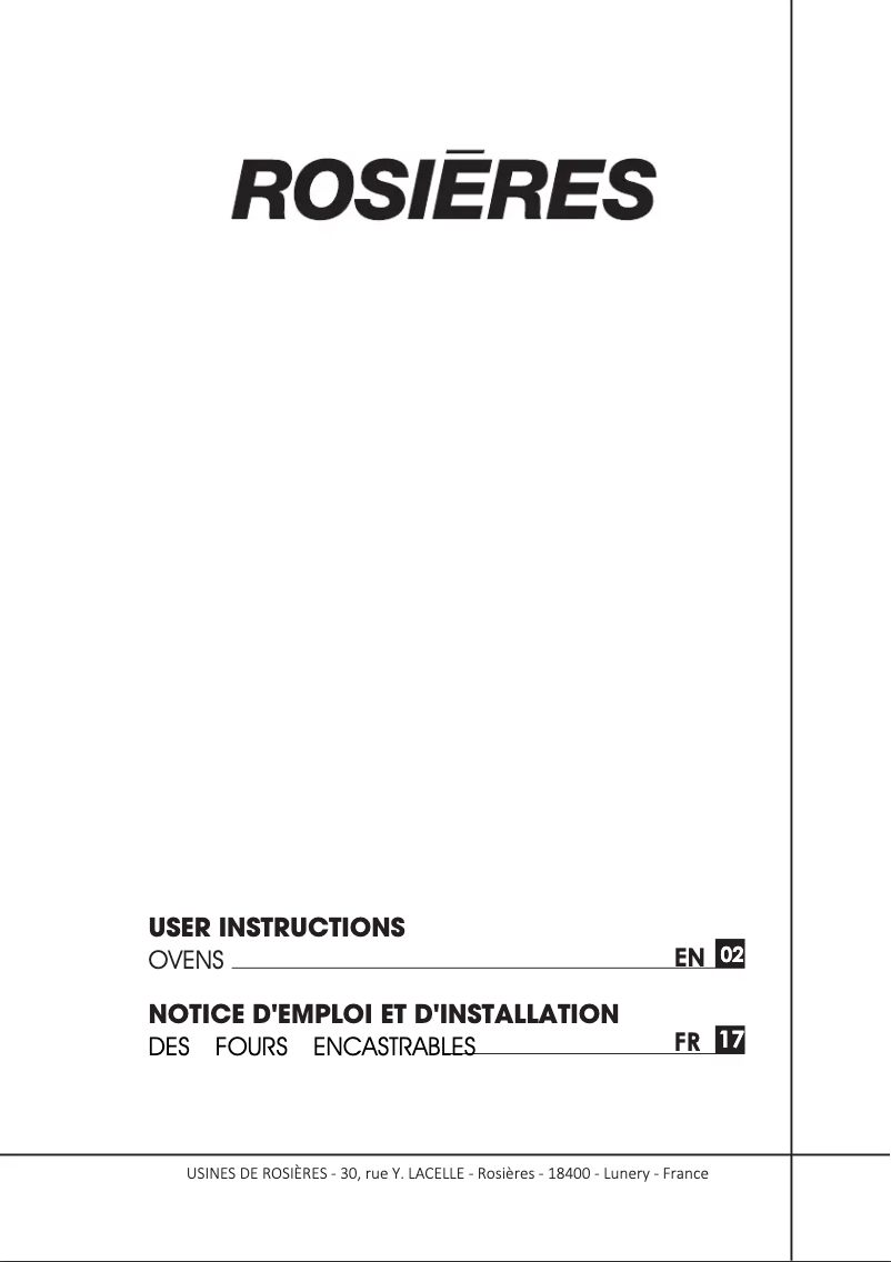 First page image of the manual for RFC3O5079IN