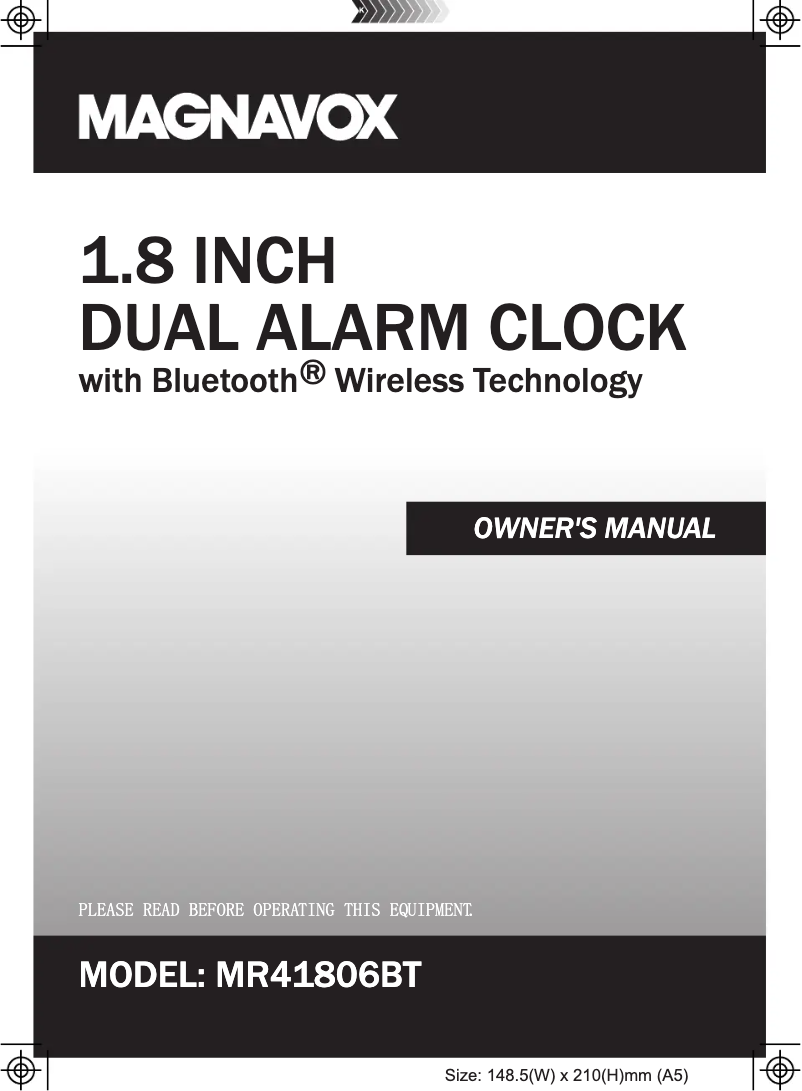 First page image of the manual for MR41806BT