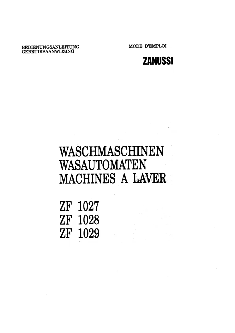 First page image of the manual for ZF1027