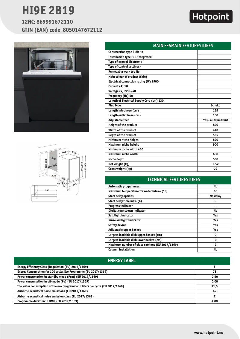 First page image of the manual for HI9E 2B19