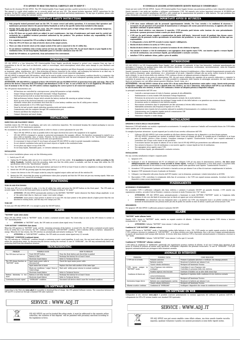 Page 1 of the manual User Manual Adj 650-01402