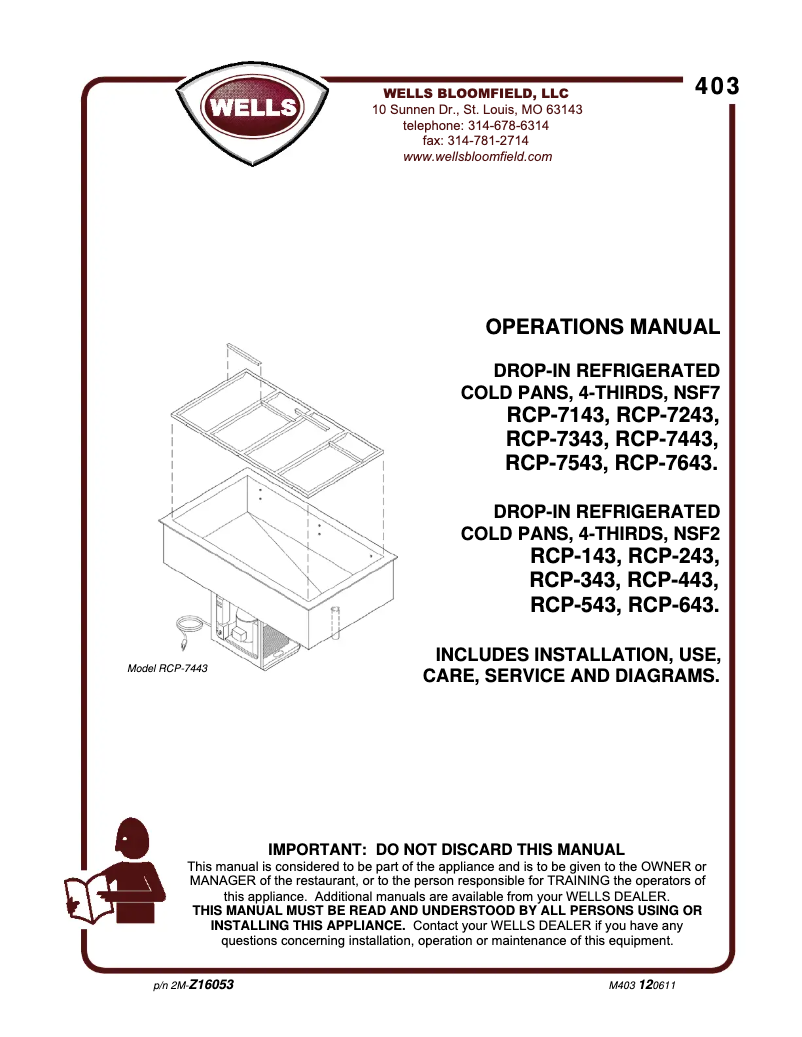First page image of the manual for RCP343