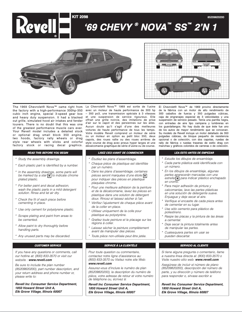 Page 1 of the manual User Manual Revell '69 Chevy Nova SS