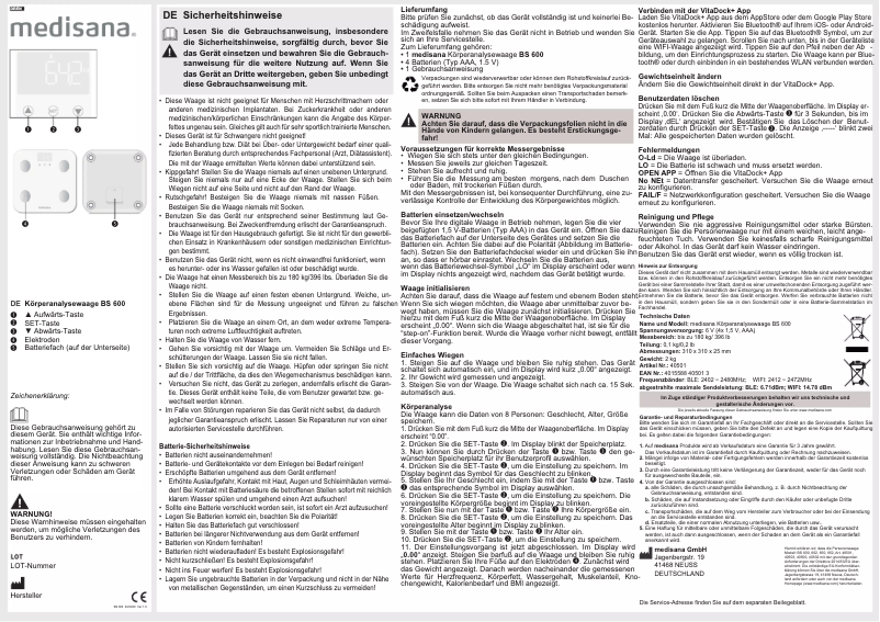 First page image of the manual for BS 600