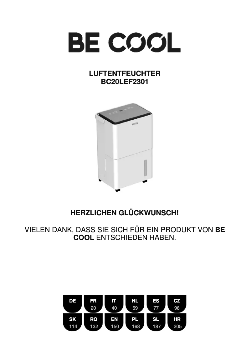 Page 1 of the manual User Manual Be Cool BC20LEF2301