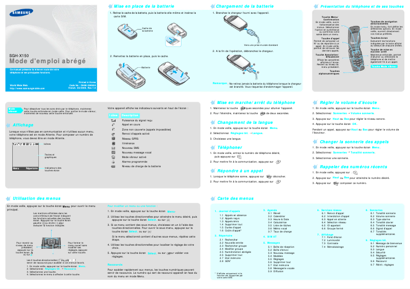 First page image of the manual for SGH-X150