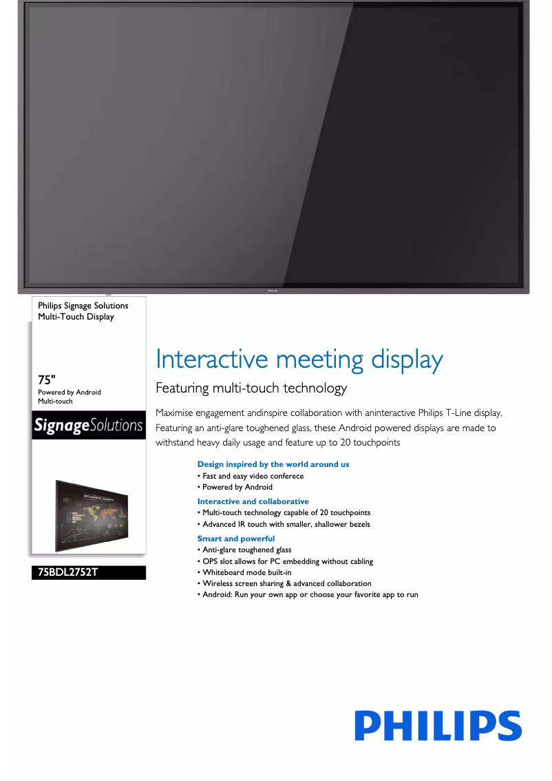 First page image of the manual for 75BDL2752T