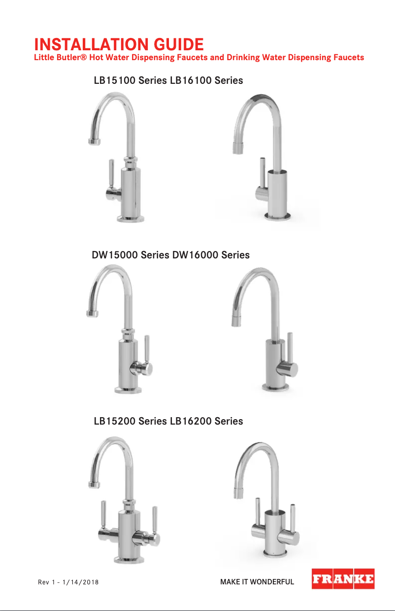 Page 1 de la notice Guide d'installation Franke DW15090