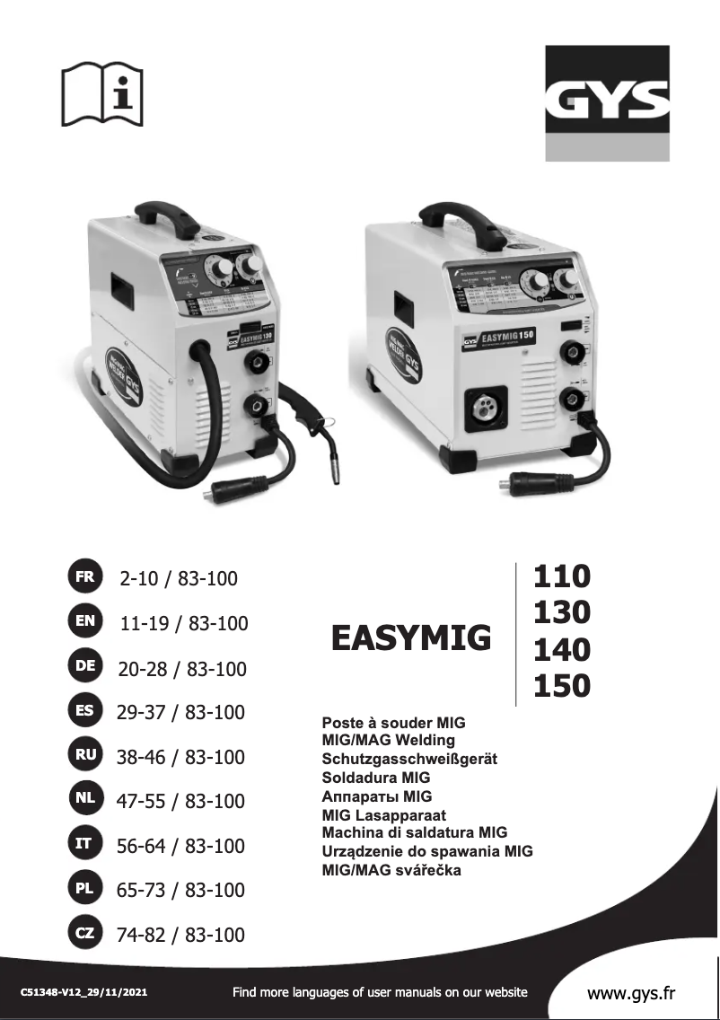 First page image of the manual for Easymig 110