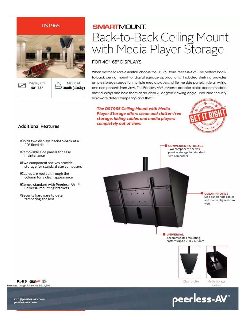 Page 1 of the manual User Manual Peerless-AV DST965