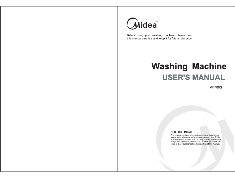 Page 1 of the manual User Manual Midea MF700S