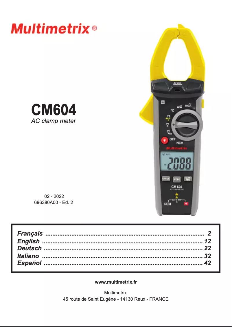 First page image of the manual for CM604