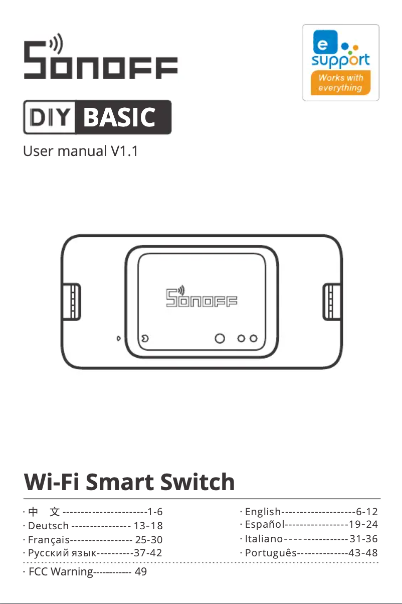 Page 1 of the manual User Manual Sonoff Basic R3
