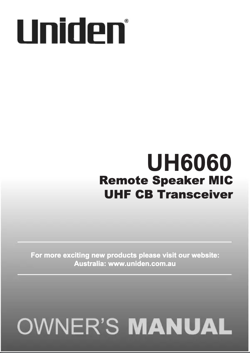 First page image of the manual for UH6060