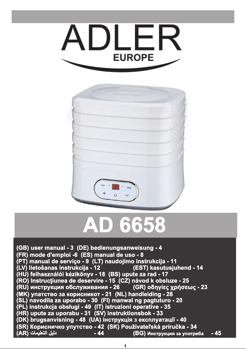 Page 1 of the manual User Manual Adler AD 6658