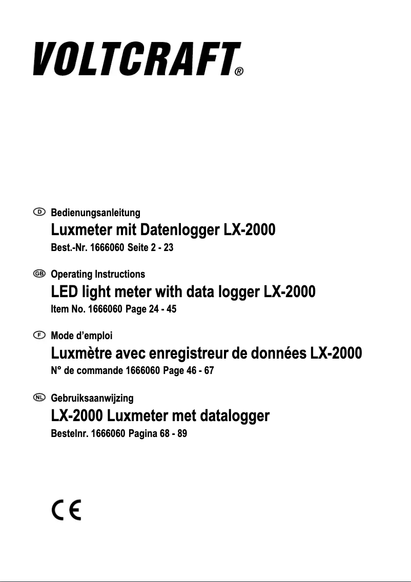 Page 1 of the manual User Manual Voltcraft LX-2000
