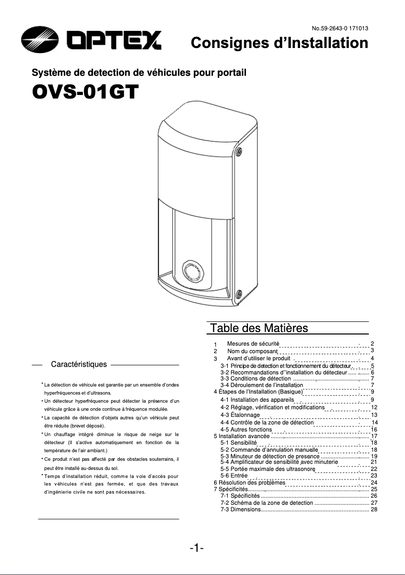 First page image of the manual for OVS-01GT