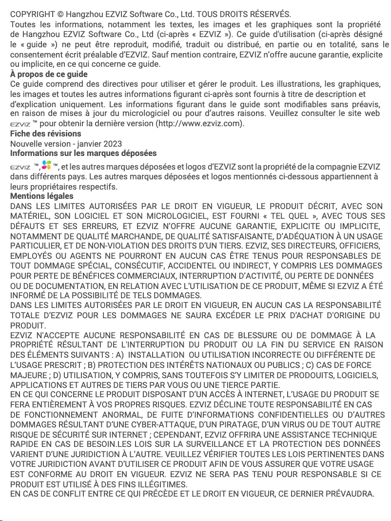Page 1 de la notice Manuel utilisateur EZVIZ DL05