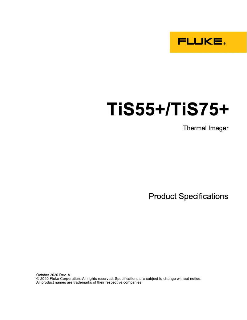 Page 1 of the manual Technical Sheet Fluke TiS55+