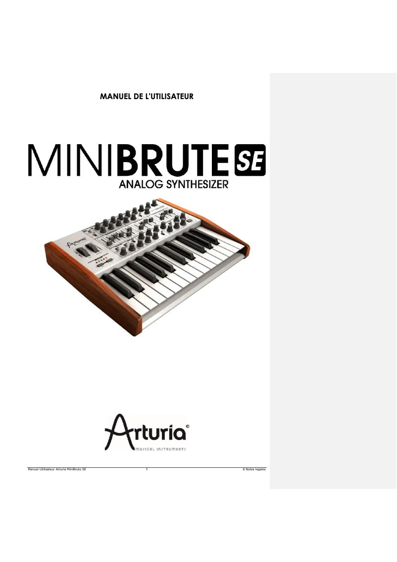 Page 1 of the manual User Manual Arturia Minibrute Special Edition