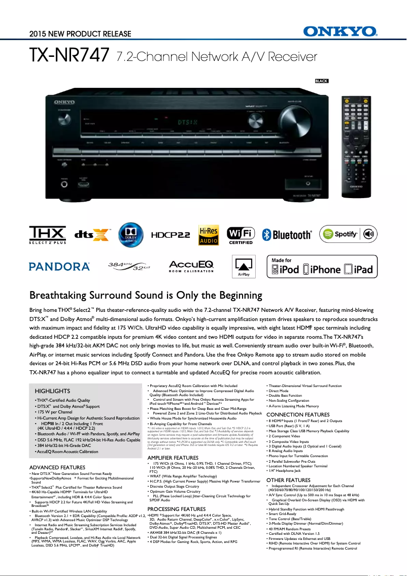 First page image of the manual for TX-NR747