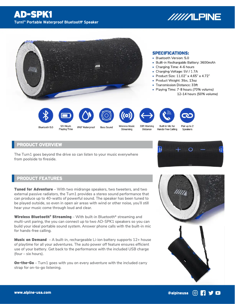 Page 1 of the manual Technical Sheet Alpine Turn1