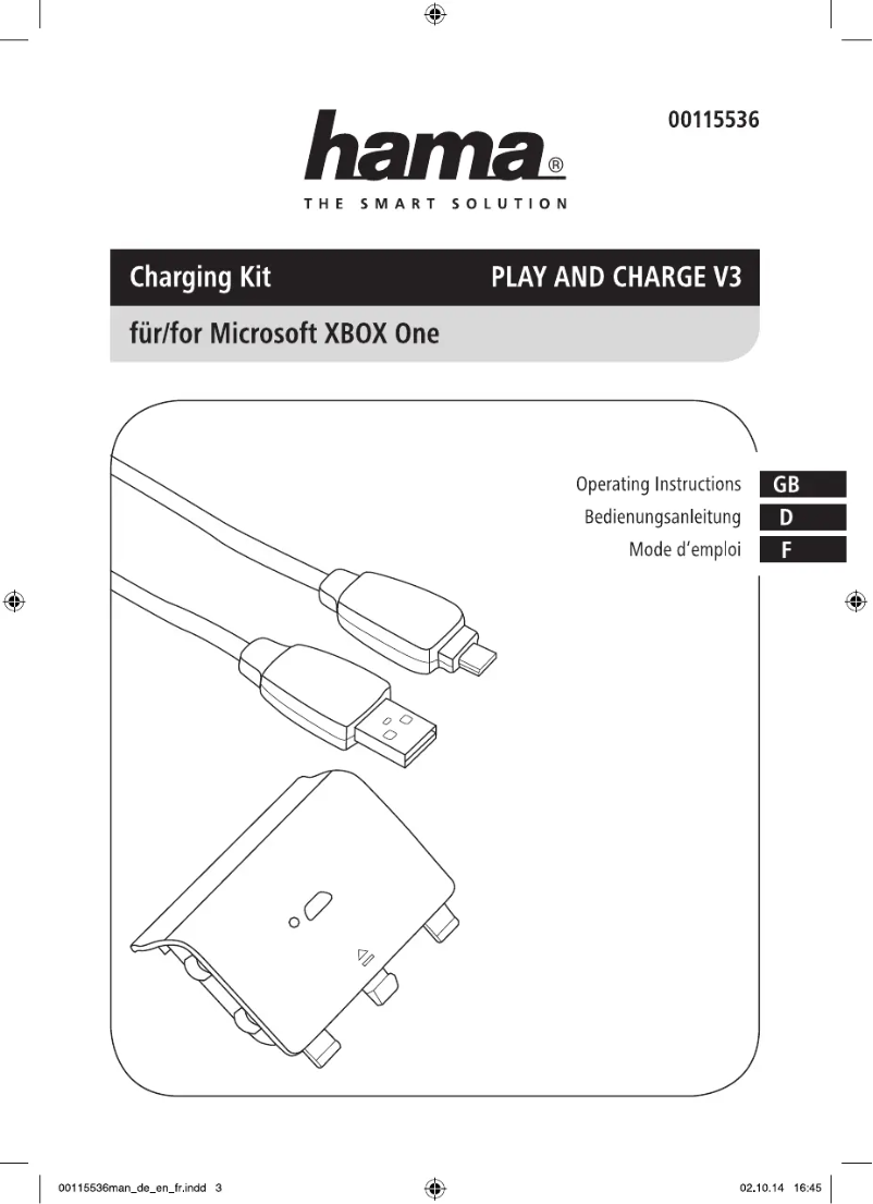 Page 1 of the manual User Manual Hama Play and Charge Extra
