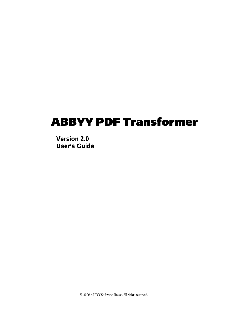 Page 1 of the manual User Manual ABBYY PDF Transformer 2