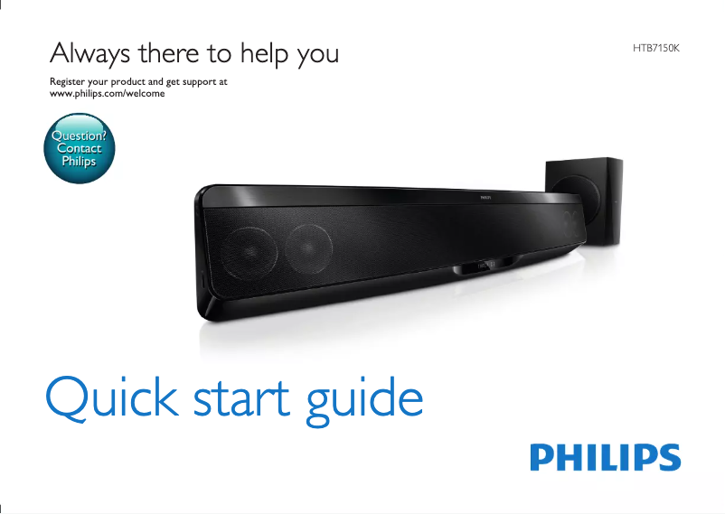 Page 1 of the manual Quick Start Guide Philips HTB7150K