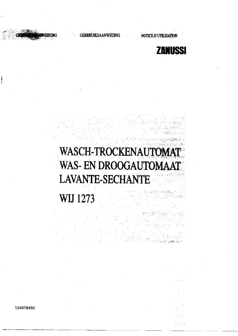 First page image of the manual for WIJ 1273