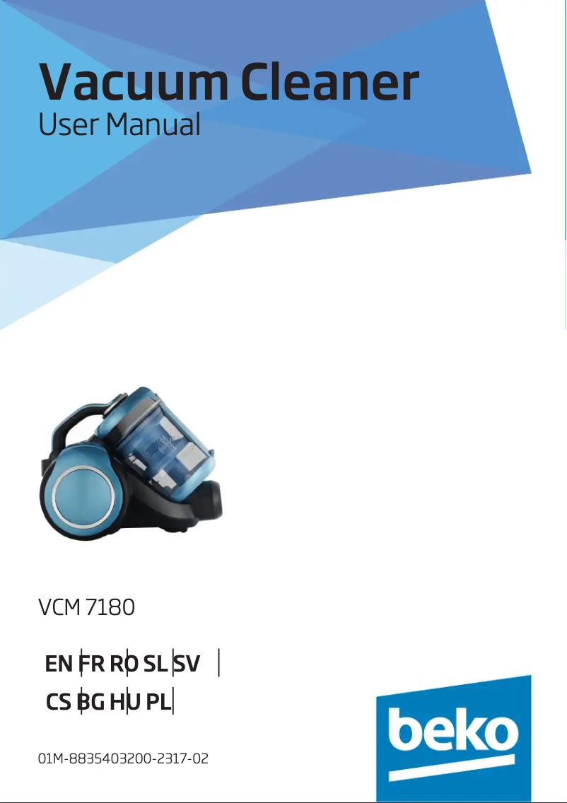 Page 1 of the manual User Manual Beko VCM7180