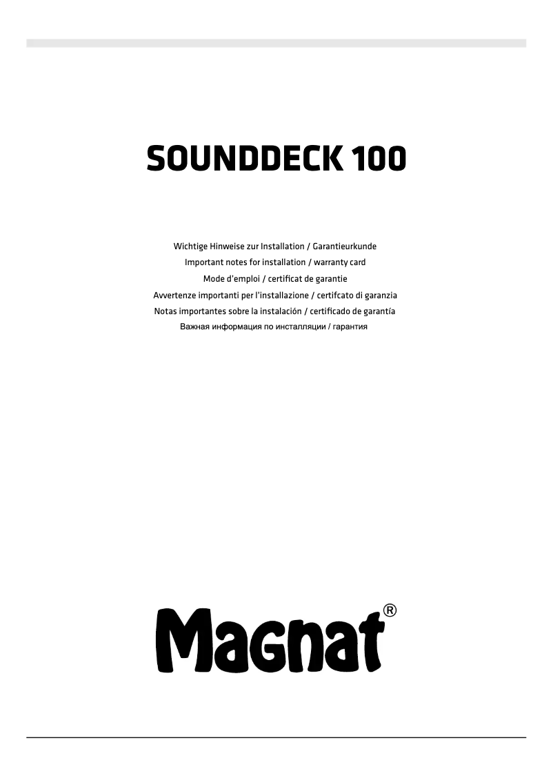 Page 1 of the manual User Manual Magnat Sounddeck 100