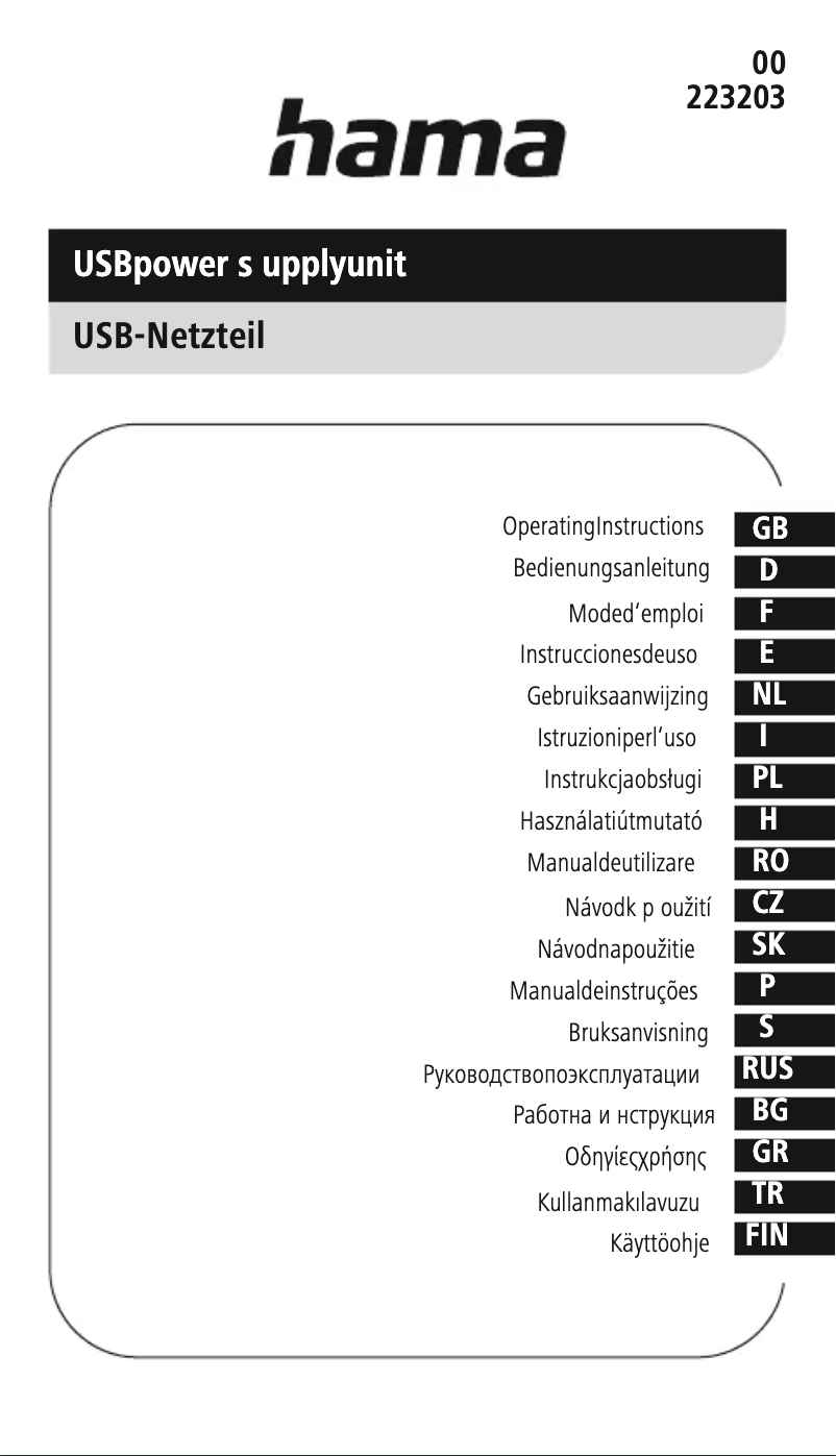 Page 1 of the manual User Manual Hama USB 00054117