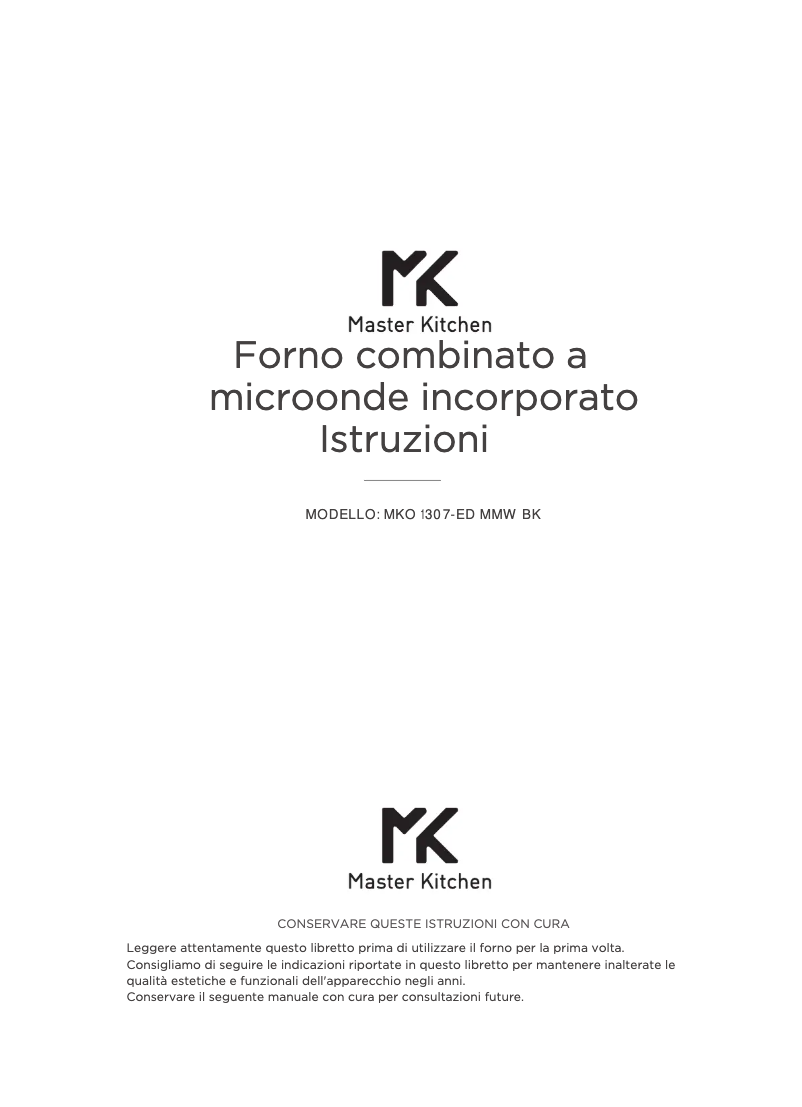 Page 1 of the manual User Manual Master Kitchen MKO 1307-ED MMW BK