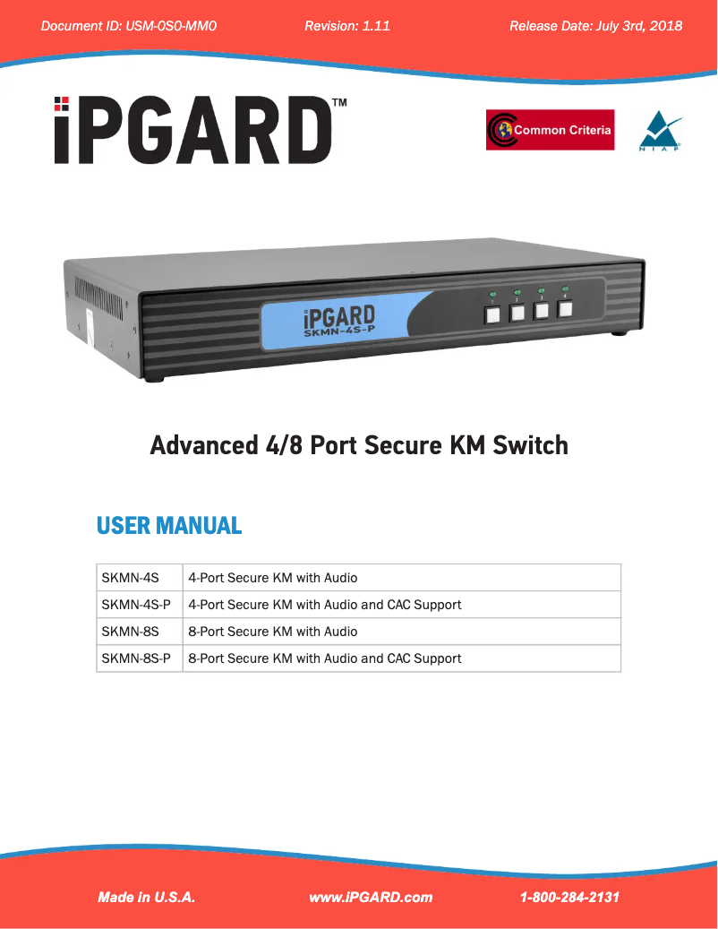 Page 1 of the manual User Manual iPGARD SKMN-4S-P